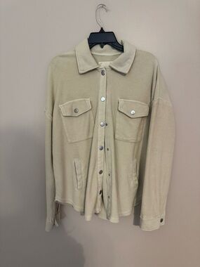 Altar'd State Women's Light Beige Corduroy Shacket